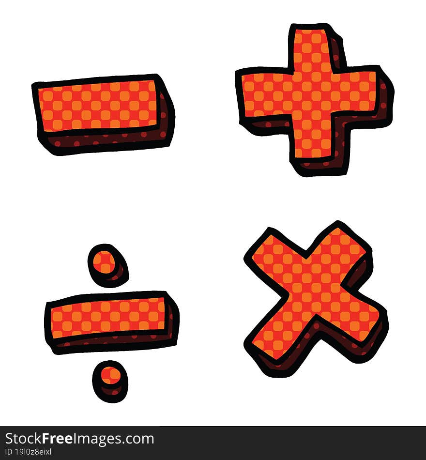 comic book style cartoon math symbols