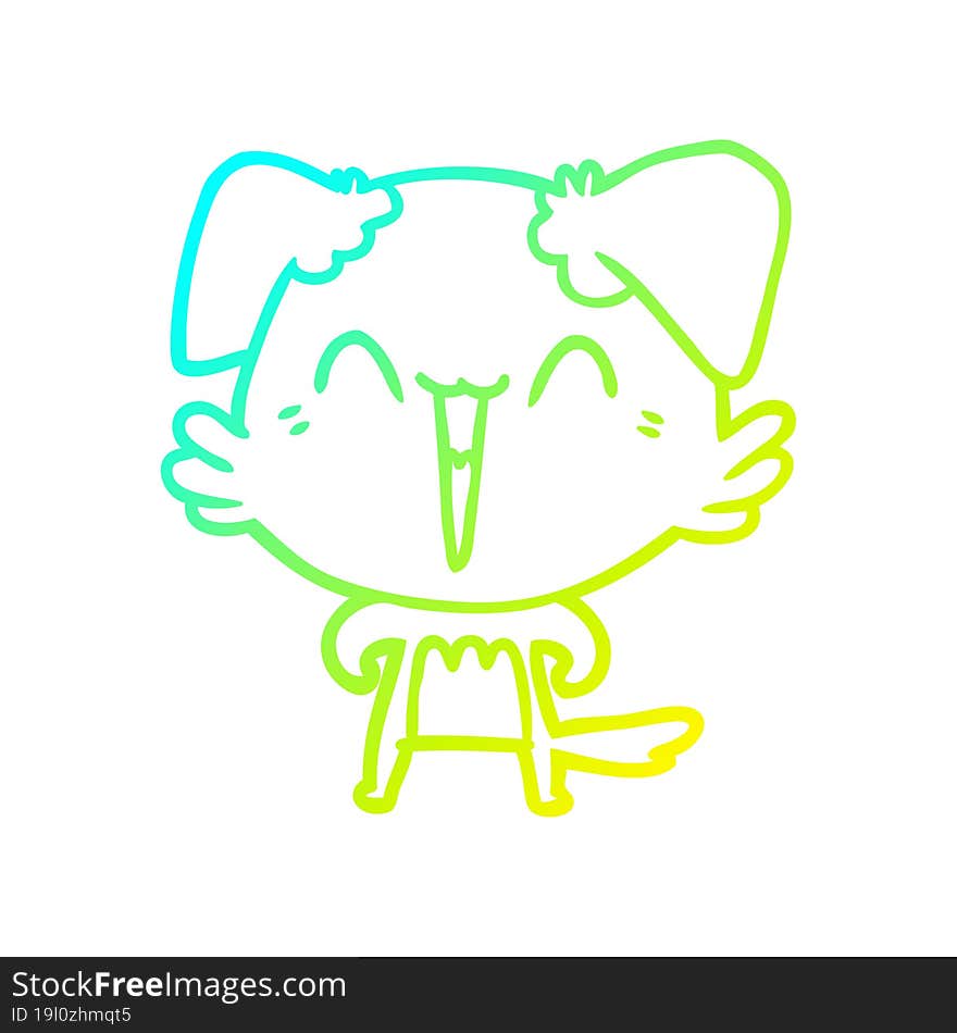 Cold Gradient Line Drawing Happy Little Dog Cartoon