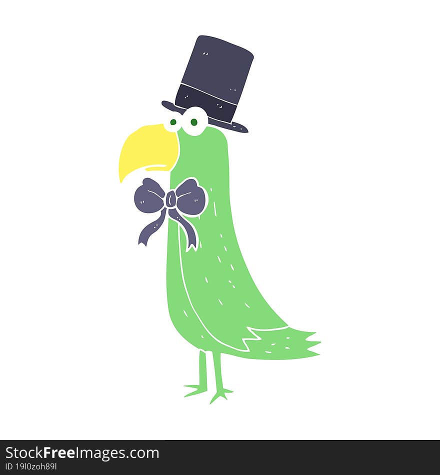 flat color illustration of posh parrot. flat color illustration of posh parrot