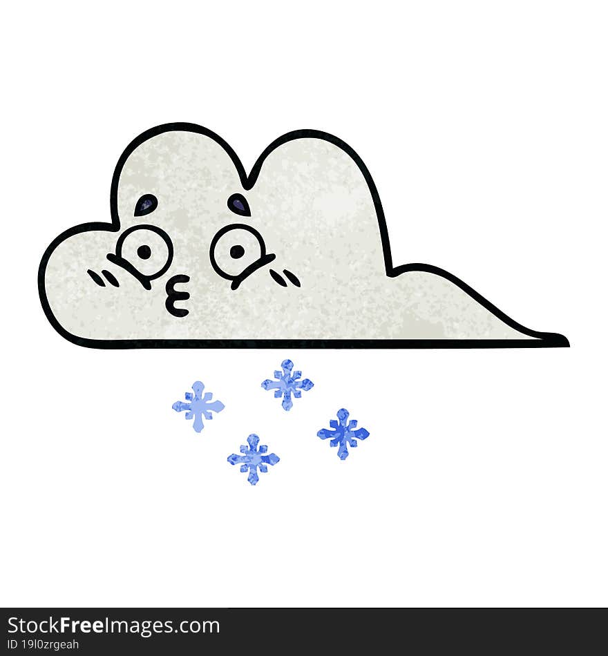 Retro Grunge Texture Cartoon Snow Cloud