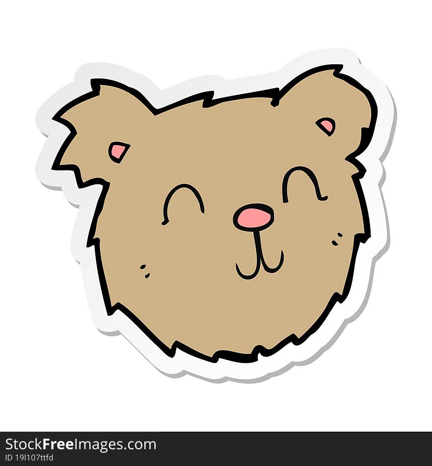 sticker of a cartoon happy teddy bear face