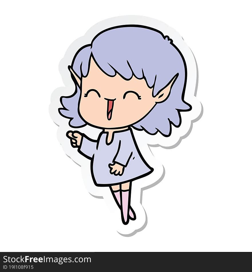 sticker of a cartoon elf girl