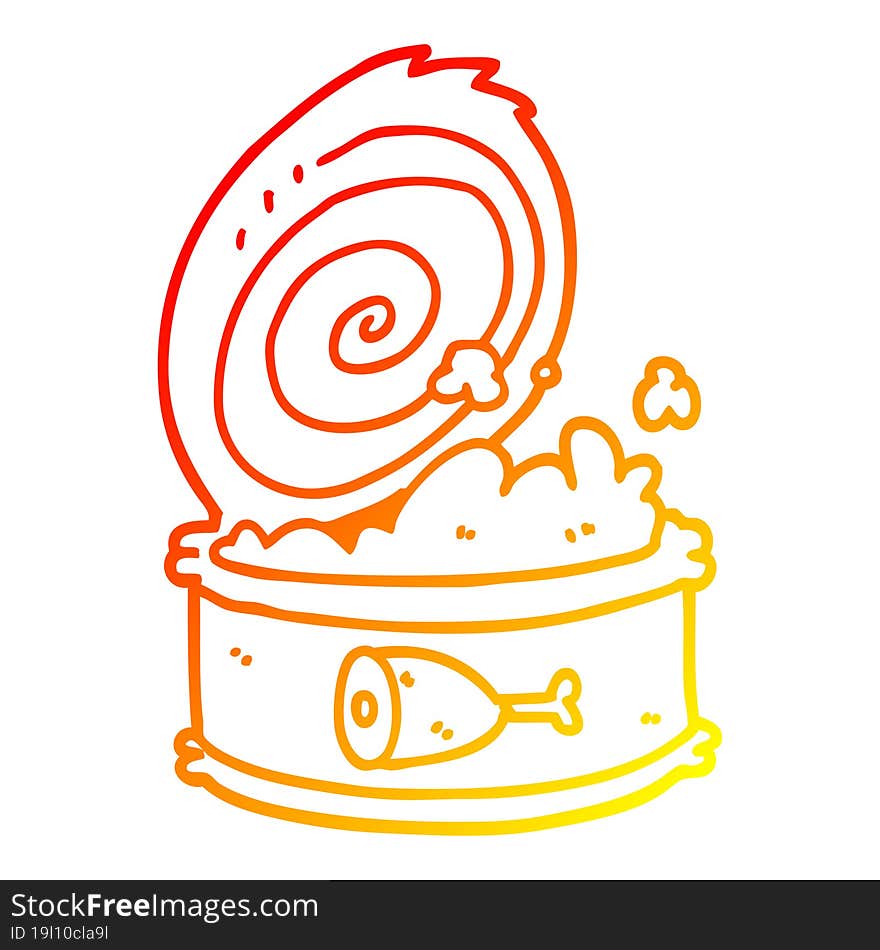 warm gradient line drawing of a cartoon canned food