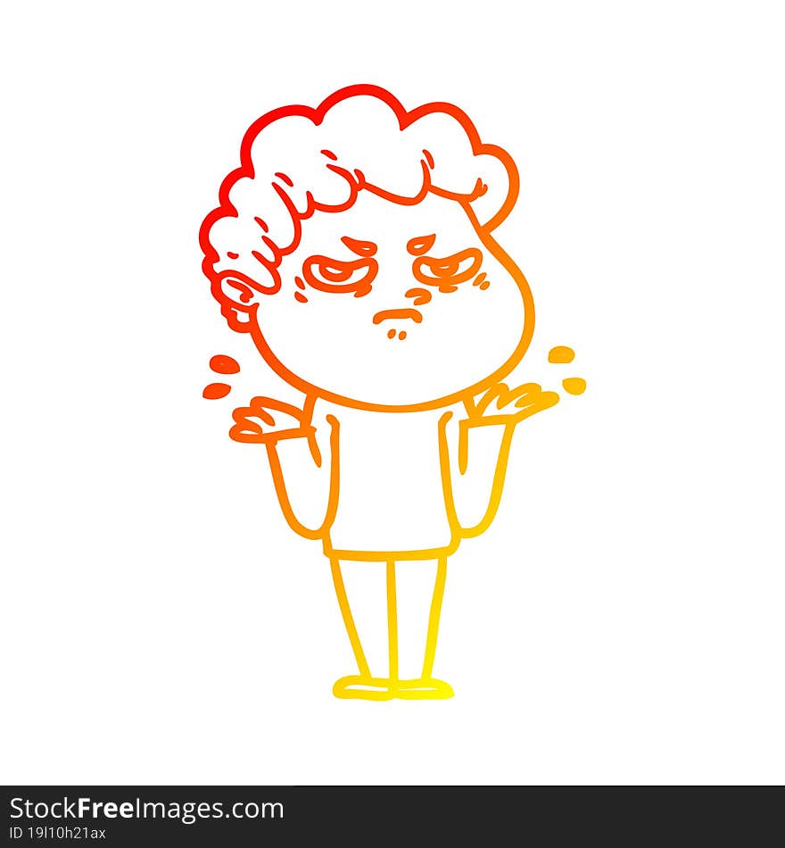 warm gradient line drawing cartoon angry man