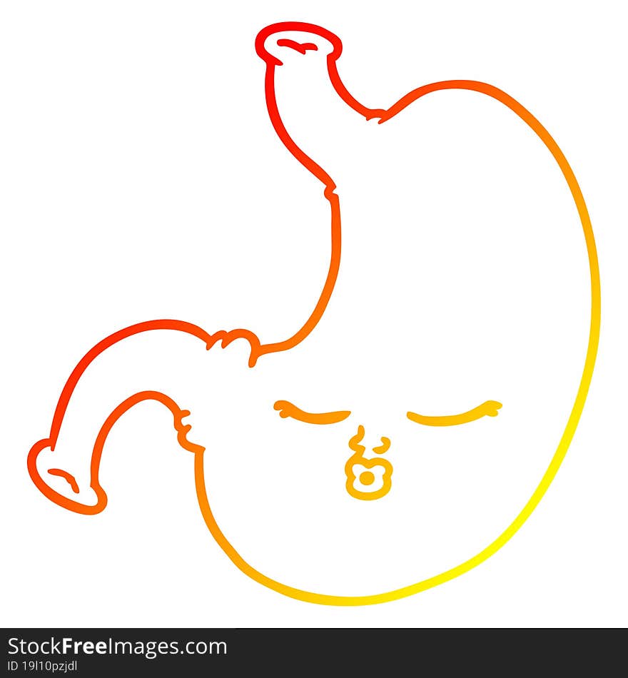 warm gradient line drawing cartoon stomach