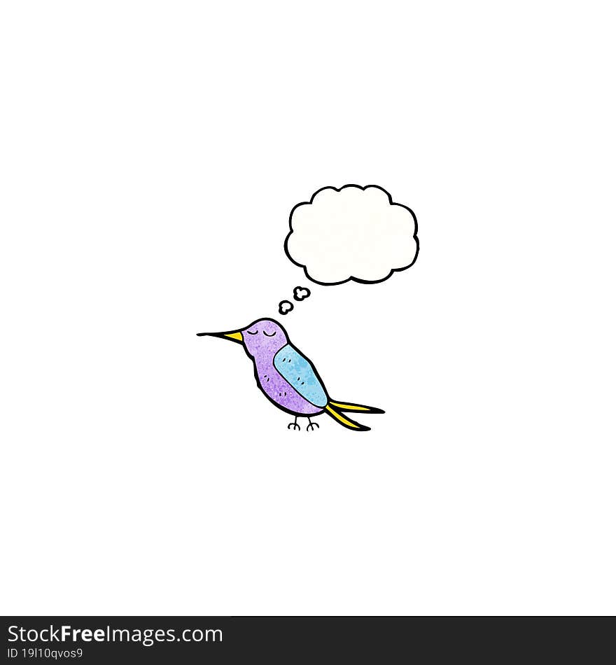 cartoon hummingbird with thought bubble