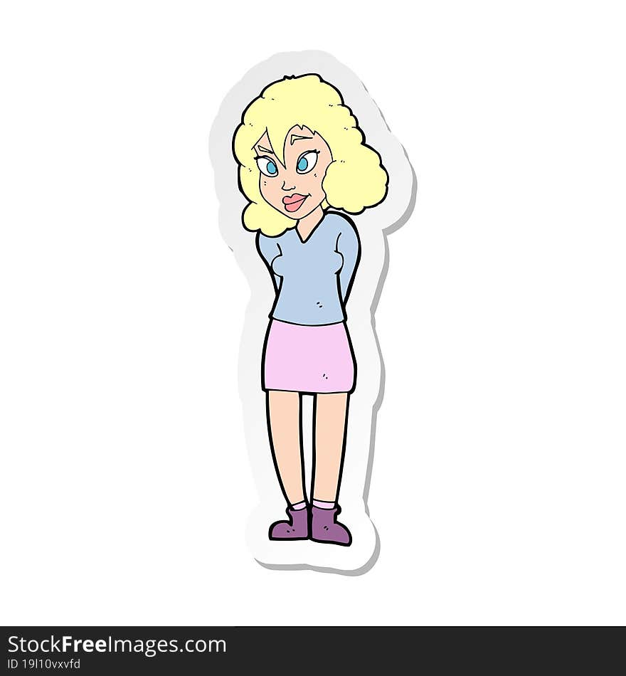 sticker of a cartoon confused woman