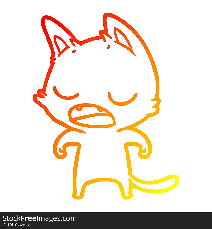 warm gradient line drawing talking cat cartoon