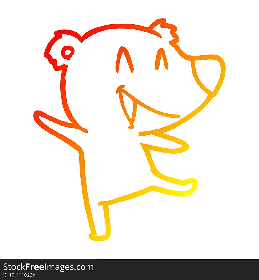 Warm Gradient Line Drawing Laughing Bear Cartoon