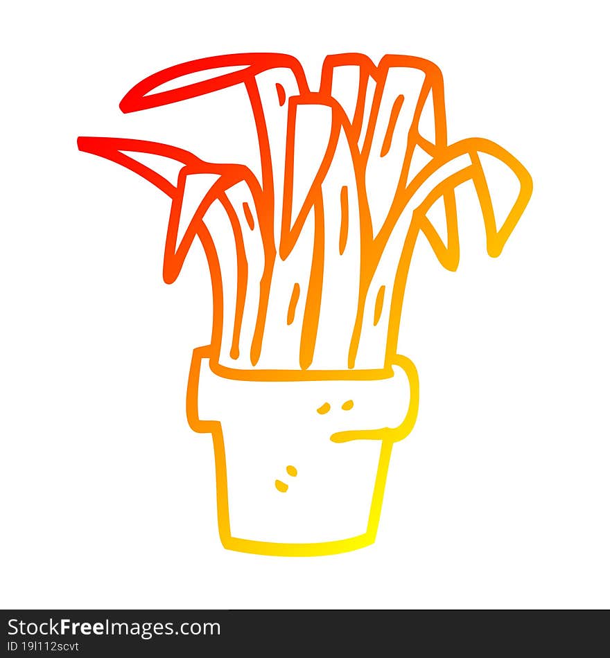 warm gradient line drawing cartoon indoor plant