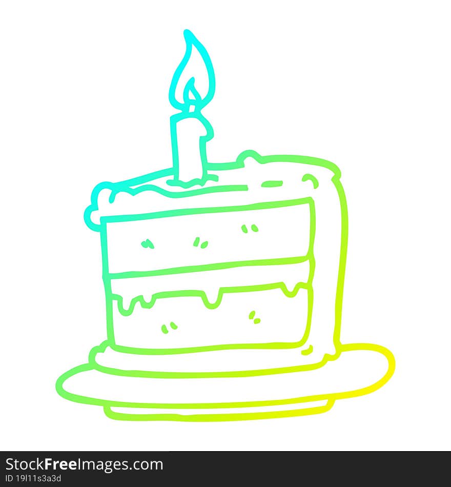 Cold Gradient Line Drawing Cartoon Birthday Cake