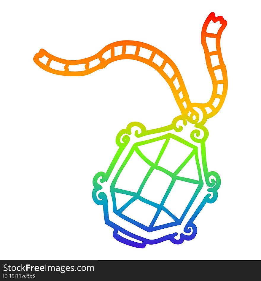 rainbow gradient line drawing cartoon ruby necklace