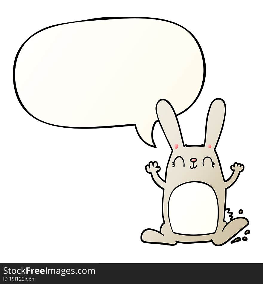 Cartoon Rabbit And Speech Bubble In Smooth Gradient Style