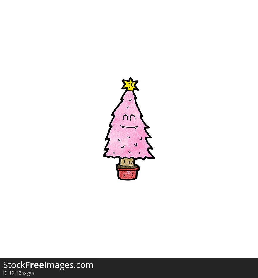 cartoon pink christmas tree