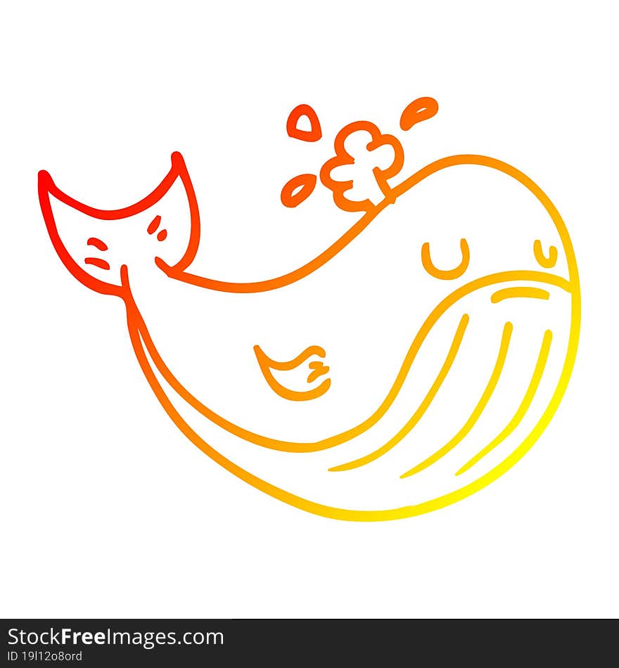 warm gradient line drawing cartoon sea whale