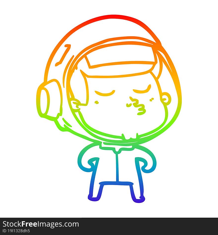 rainbow gradient line drawing cartoon confident astronaut