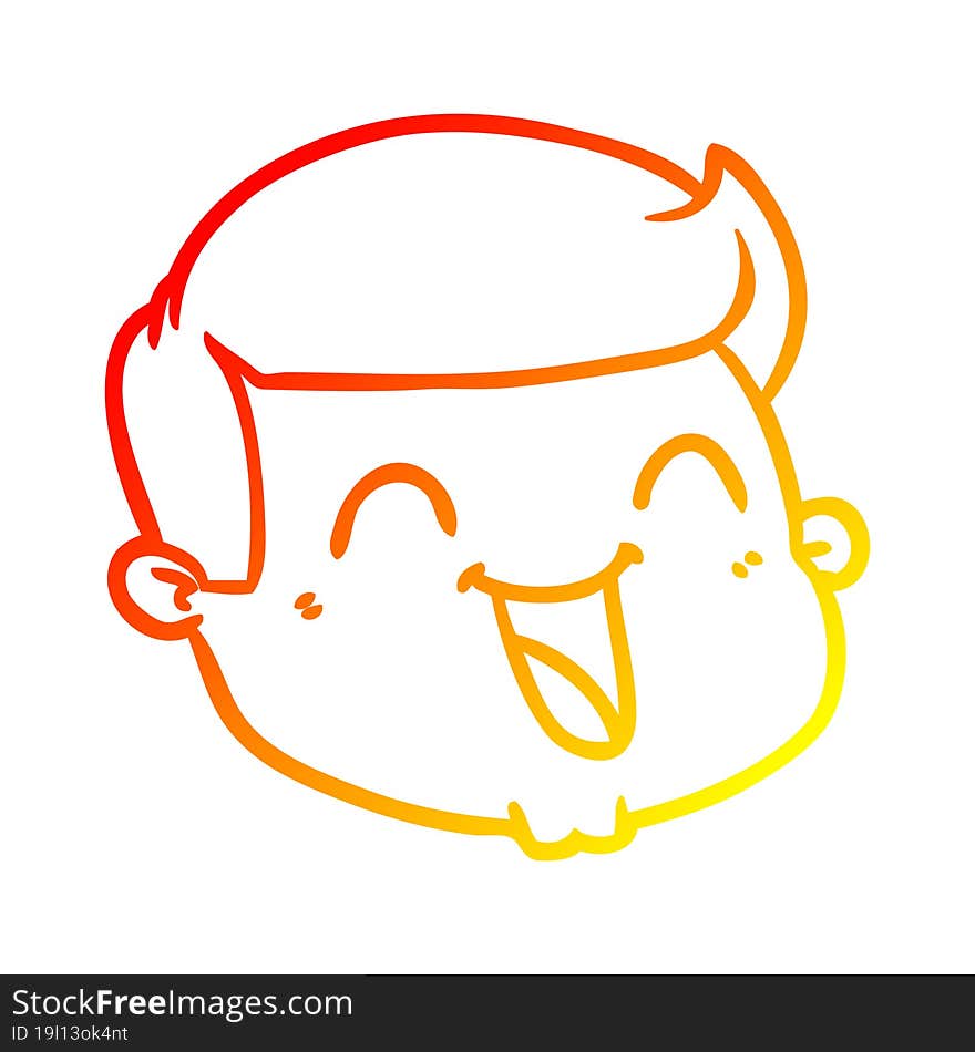 warm gradient line drawing happy cartoon male face