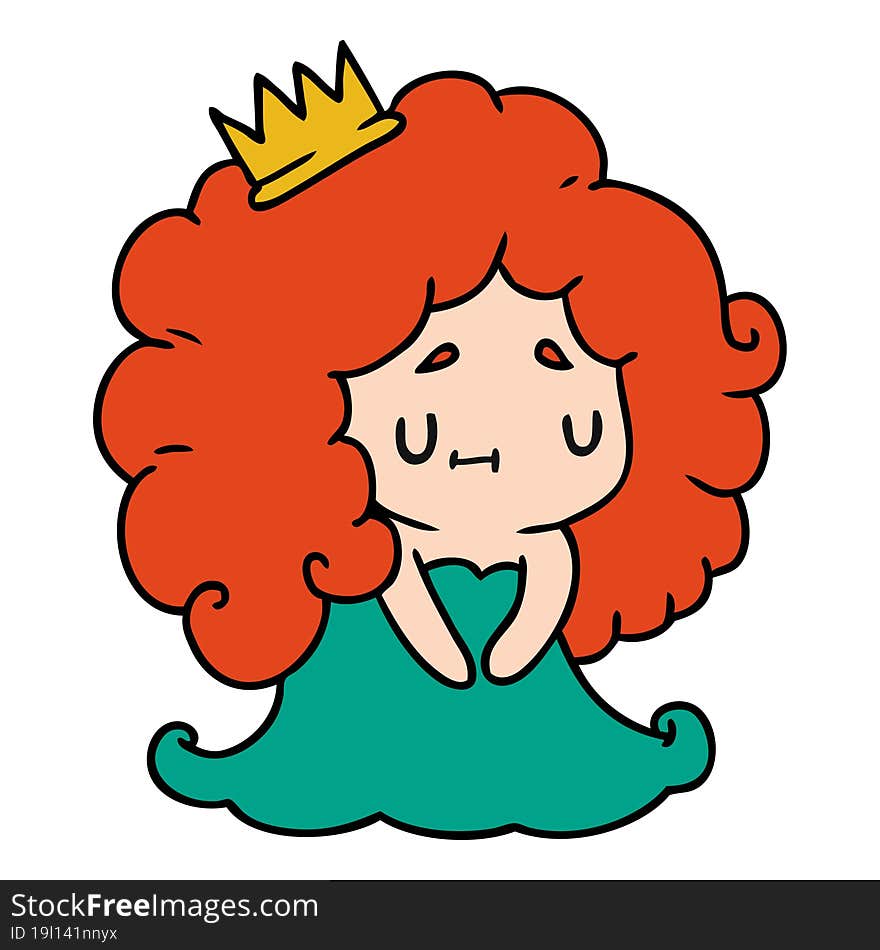 cartoon illustration of a cute kawaii princess girl. cartoon illustration of a cute kawaii princess girl