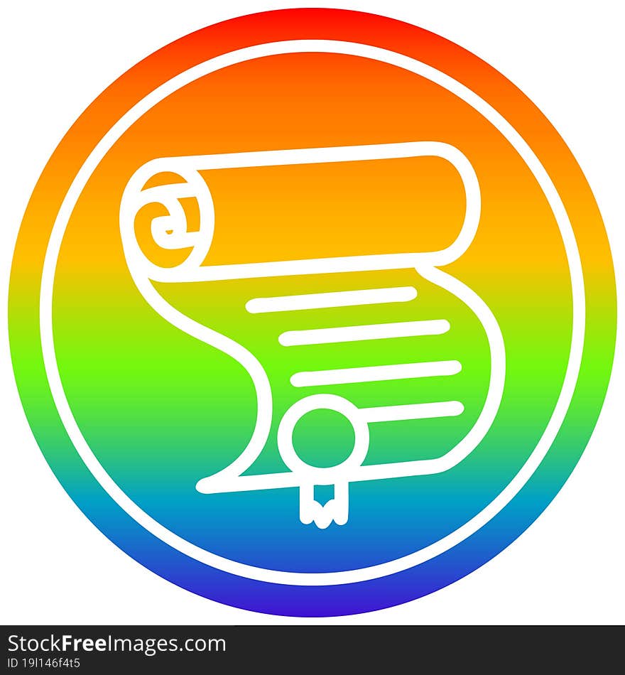 diploma certificate circular in rainbow spectrum