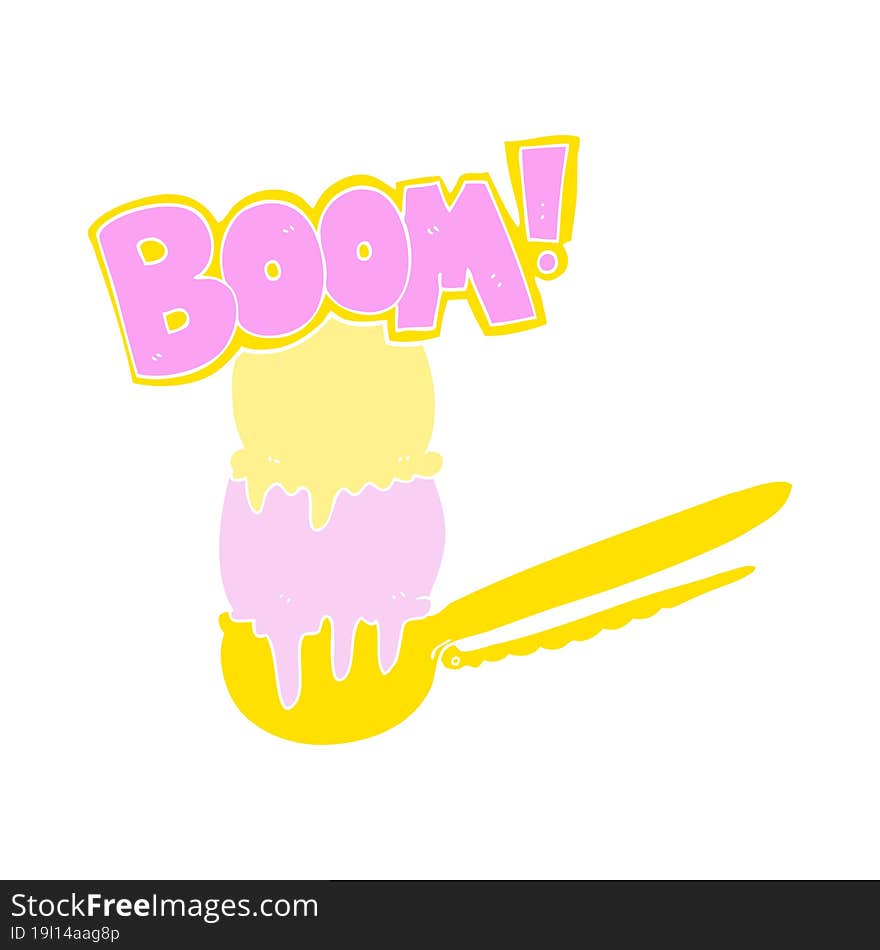 flat color illustration of a cartoon scoop of ice cream