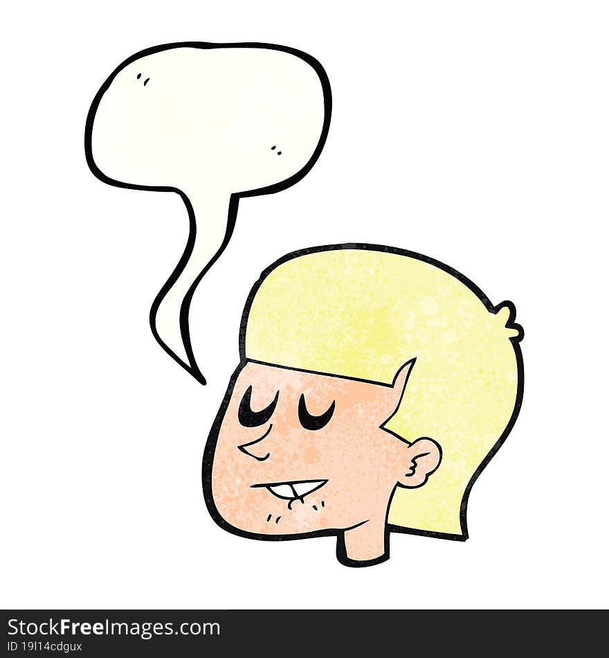 speech bubble textured cartoon man biting lip