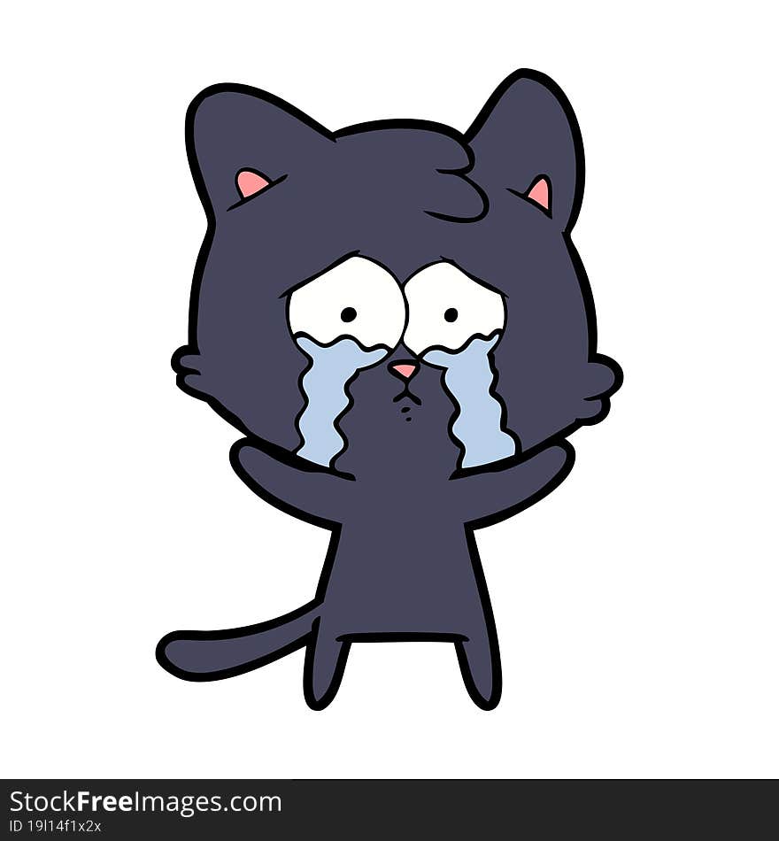 cartoon crying cat. cartoon crying cat