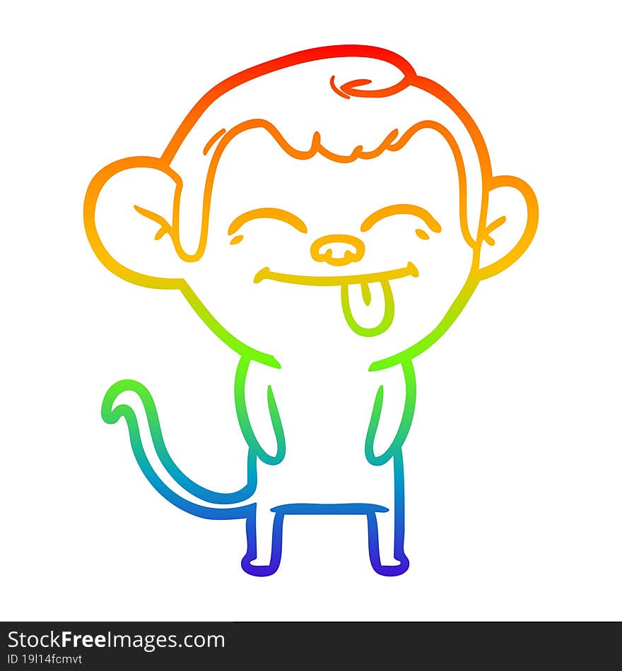 rainbow gradient line drawing funny cartoon monkey