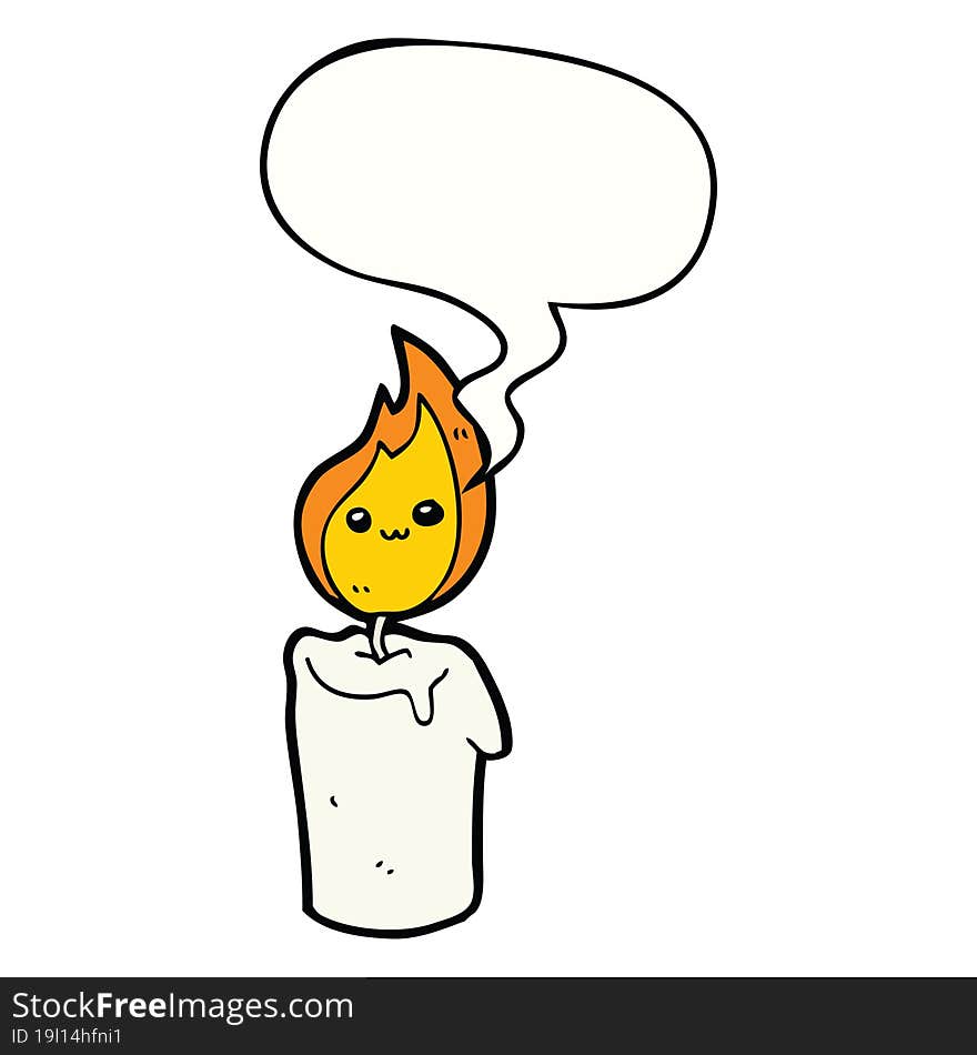 cartoon candle character and speech bubble