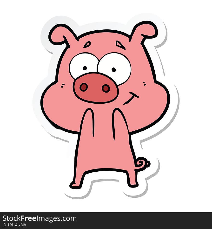 sticker of a happy cartoon pig