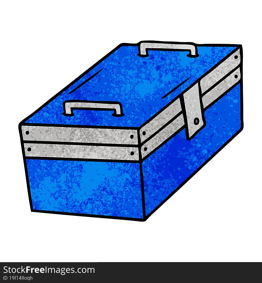 Textured Cartoon Doodle Of A Metal Tool Box