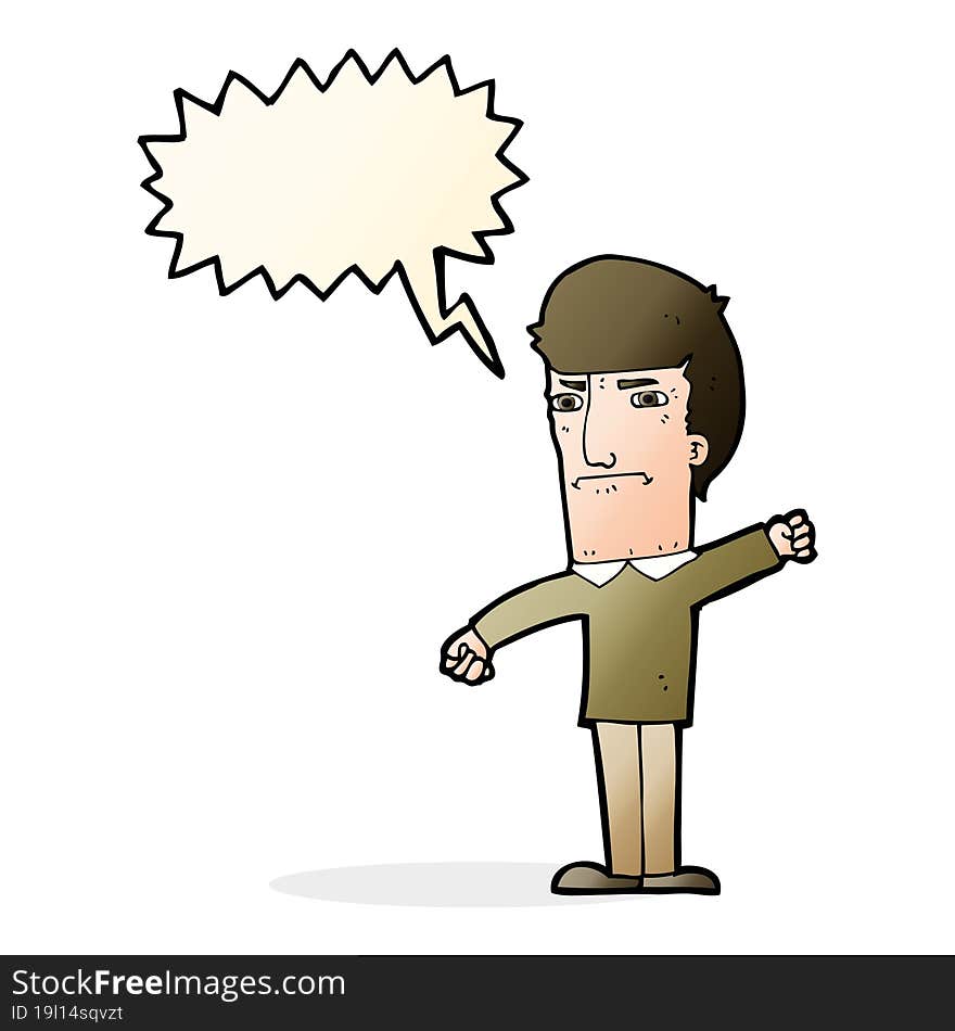 cartoon angry man with speech bubble