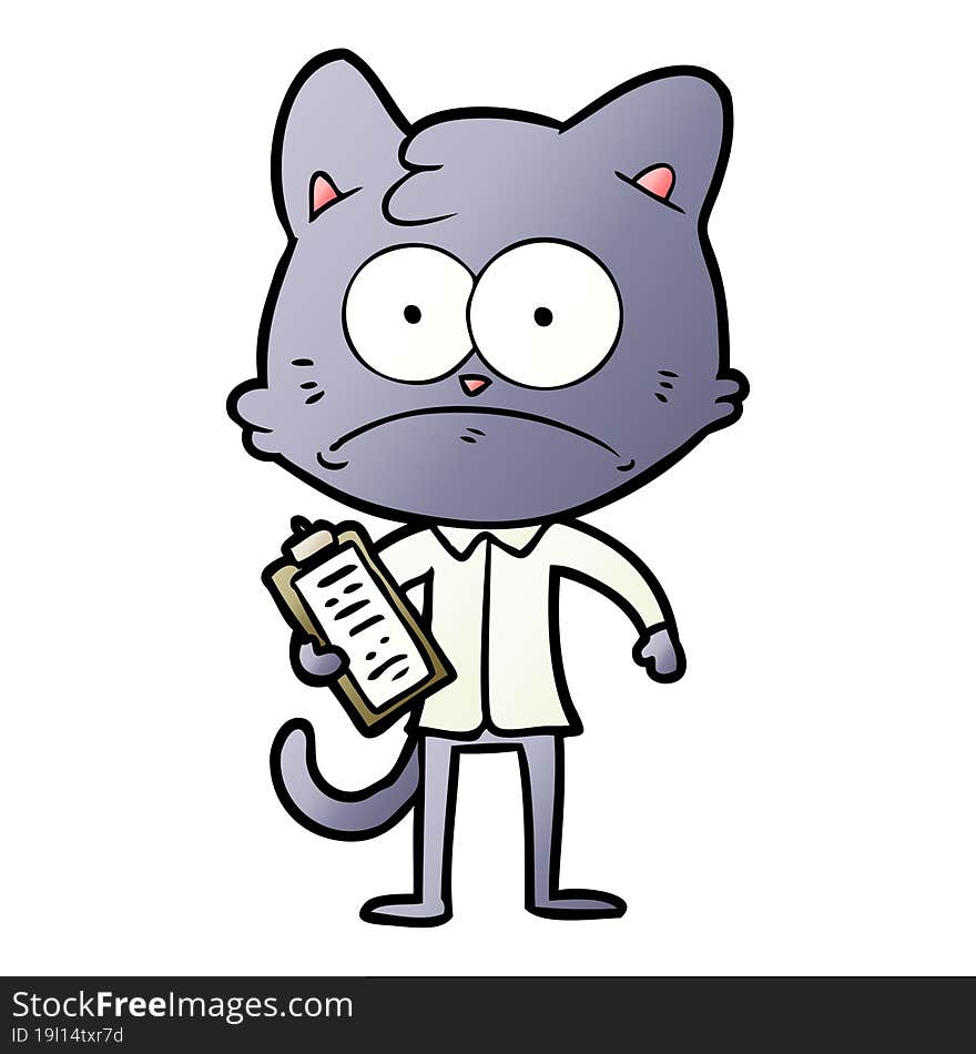 cartoon cat with clipboard. cartoon cat with clipboard