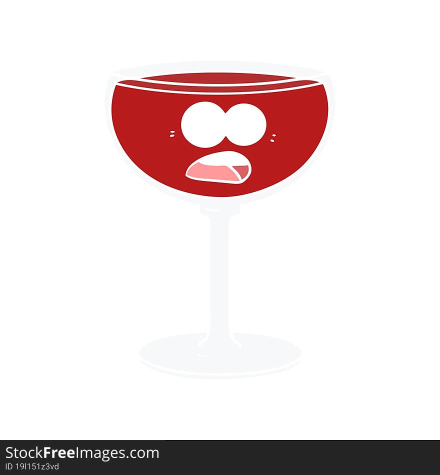 flat color style cartoon glass of wine