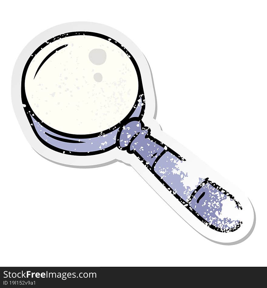 Distressed Sticker Cartoon Doodle Of A Magnifying Glass