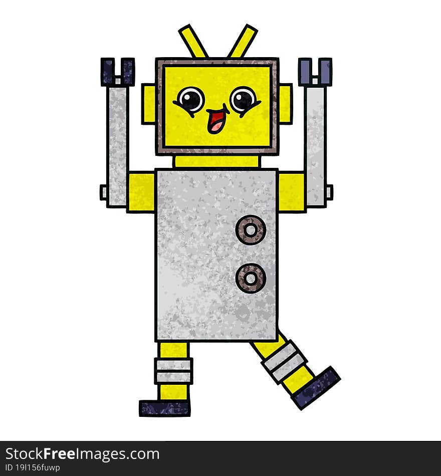 Retro Grunge Texture Cartoon Robot