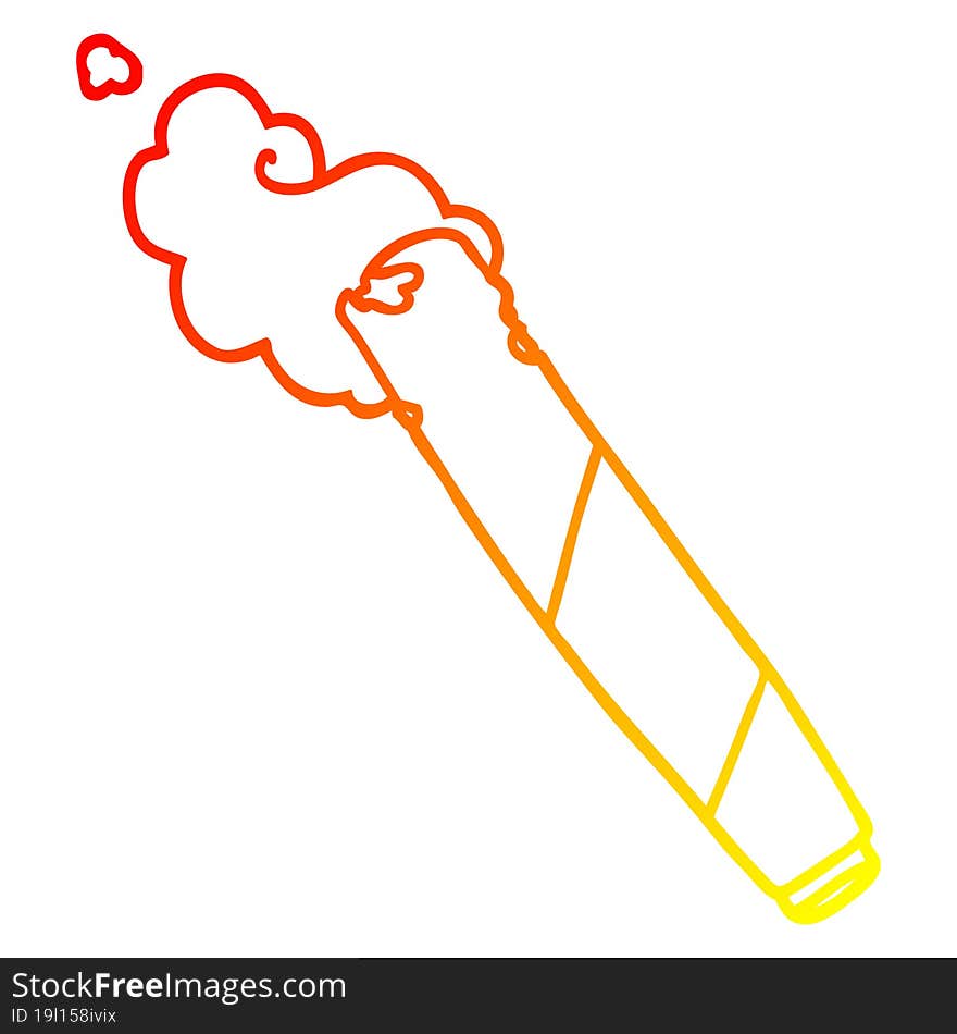 Warm Gradient Line Drawing Cartoon Smoking Joint