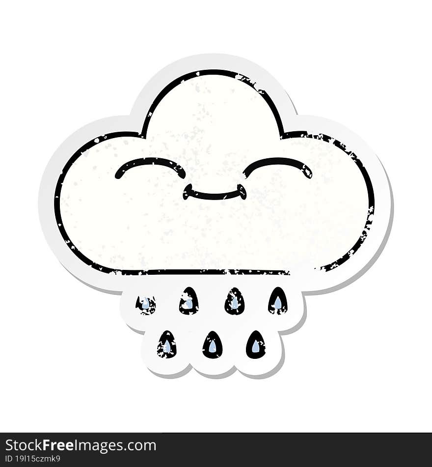 distressed sticker of a cute cartoon rain cloud