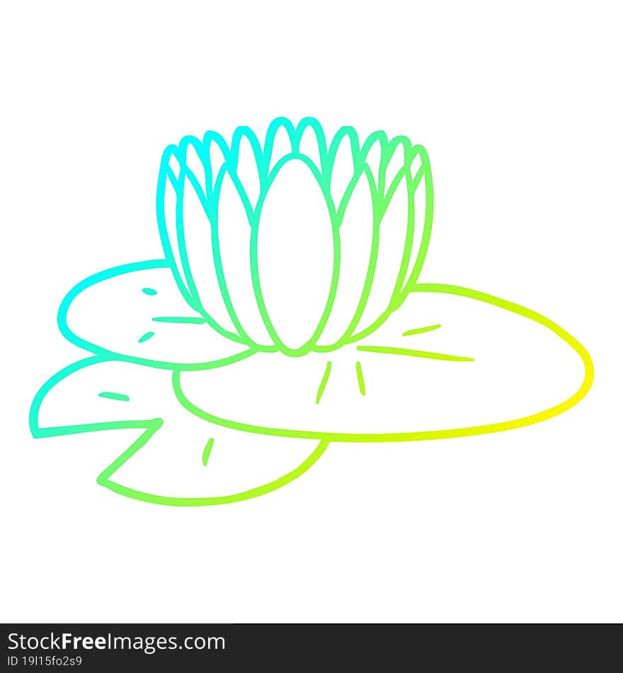 cold gradient line drawing cartoon water lily