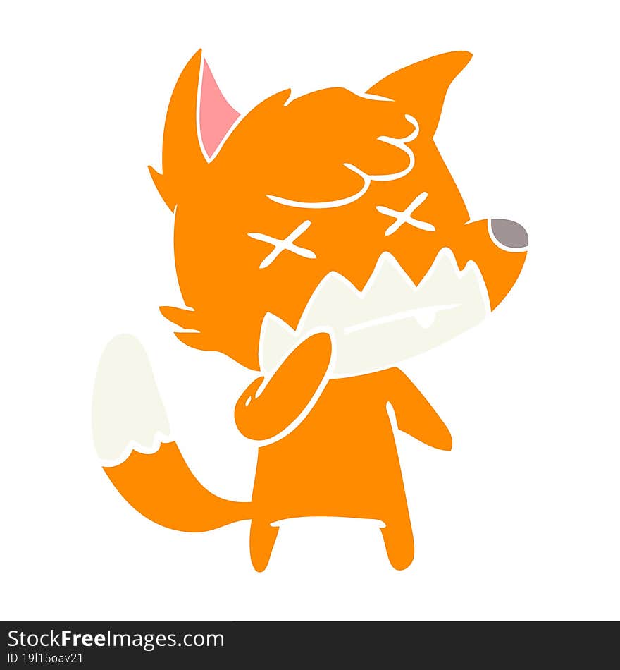 Flat Color Style Cartoon Cross Eyed Fox