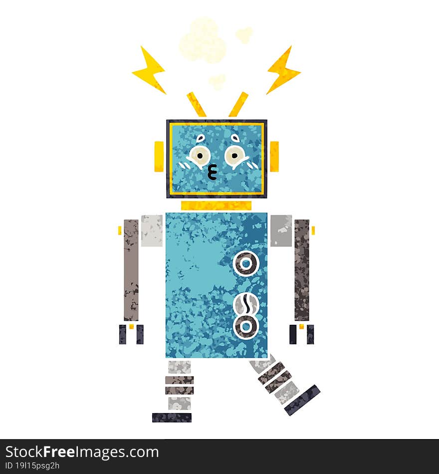 Retro Illustration Style Cartoon Robot