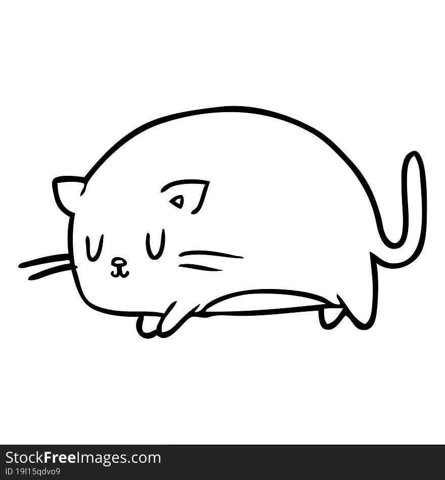 cute fat line drawing of a cat. cute fat line drawing of a cat