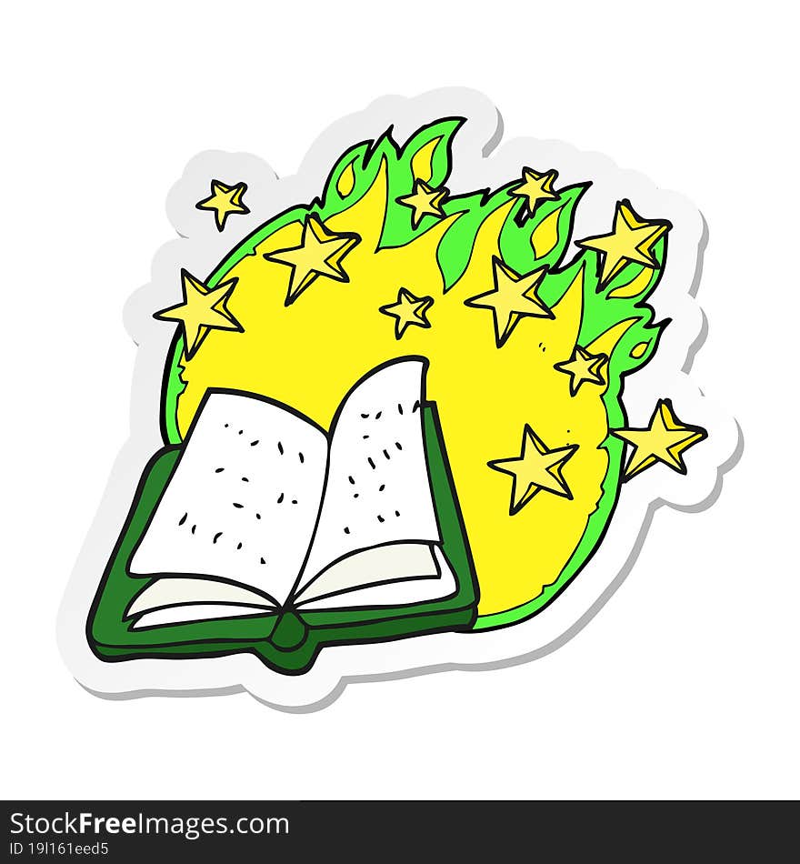 sticker of a cartoon magic spell book