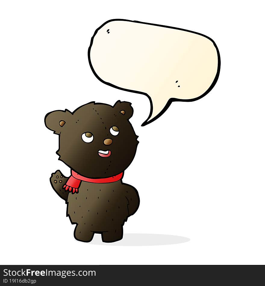 cartoon cute black bear cub with speech bubble