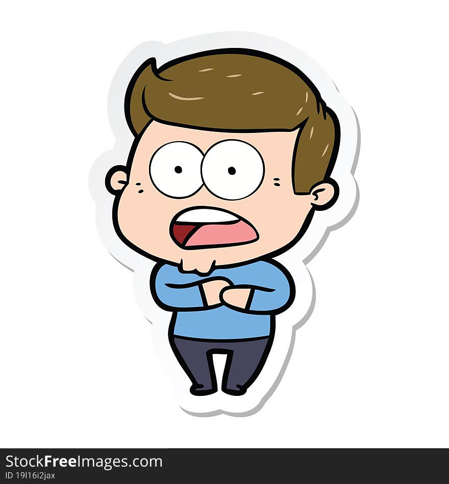 sticker of a cartoon shocked man