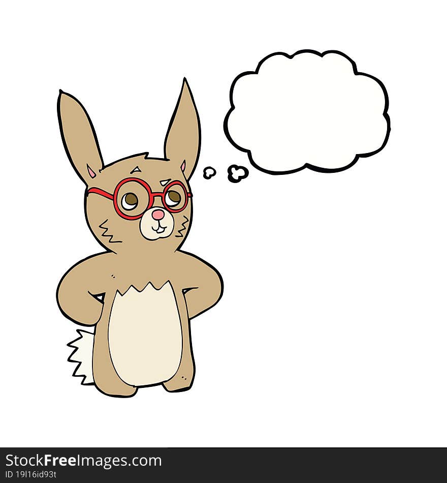 Cartoon Rabbit Wearing Spectacles With Thought Bubble