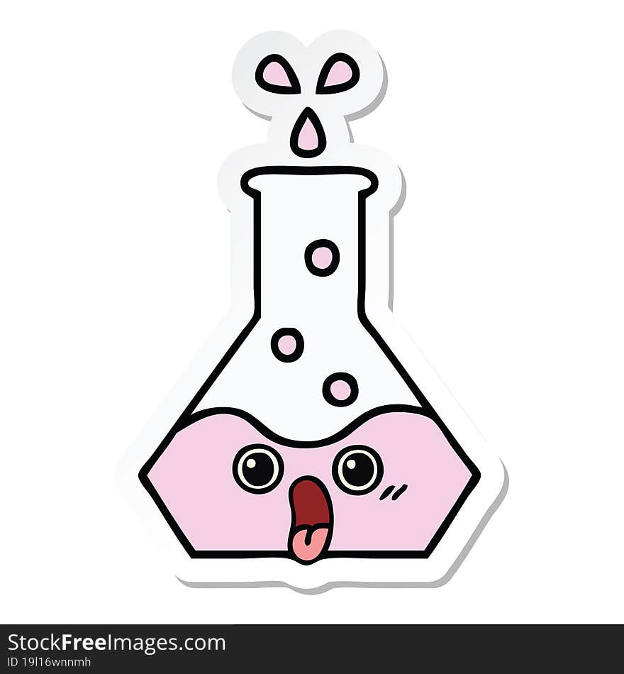 sticker of a cute cartoon science beaker