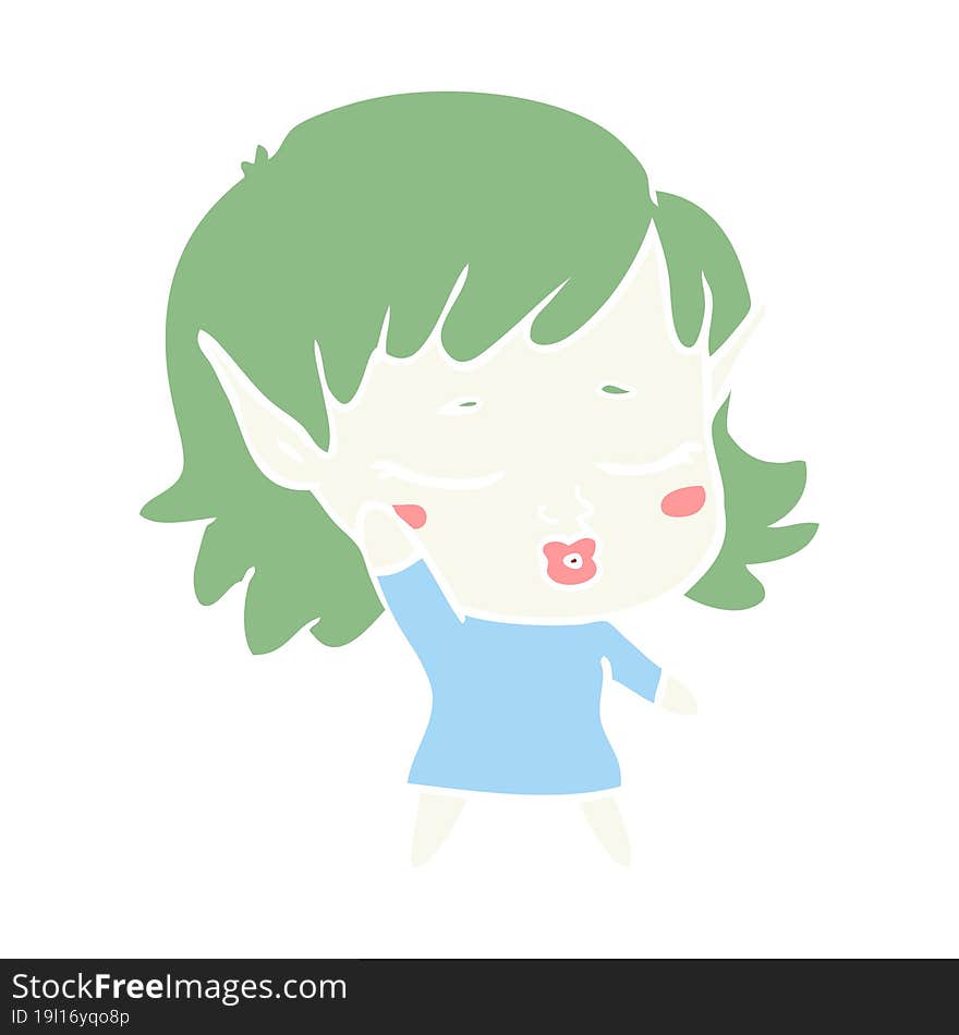 pretty flat color style cartoon elf girl