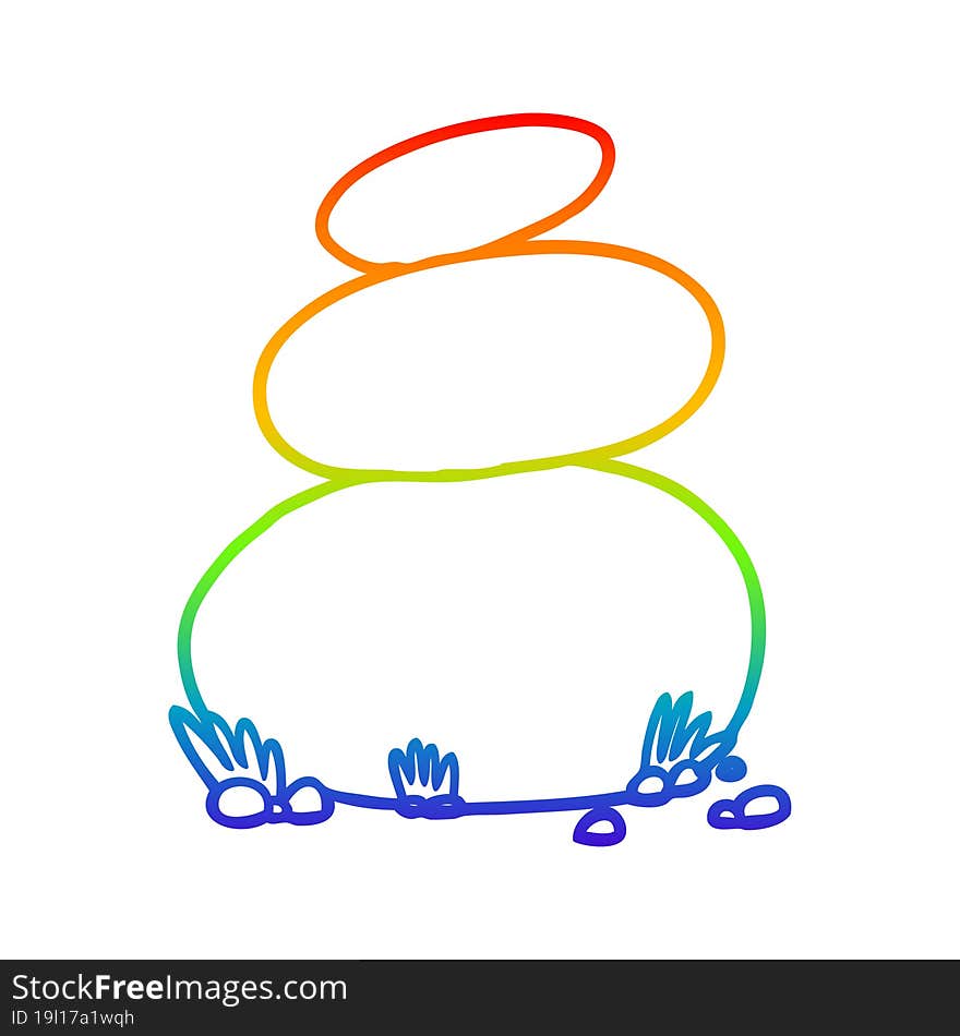 Rainbow Gradient Line Drawing Cartoon Large Stacked Stones