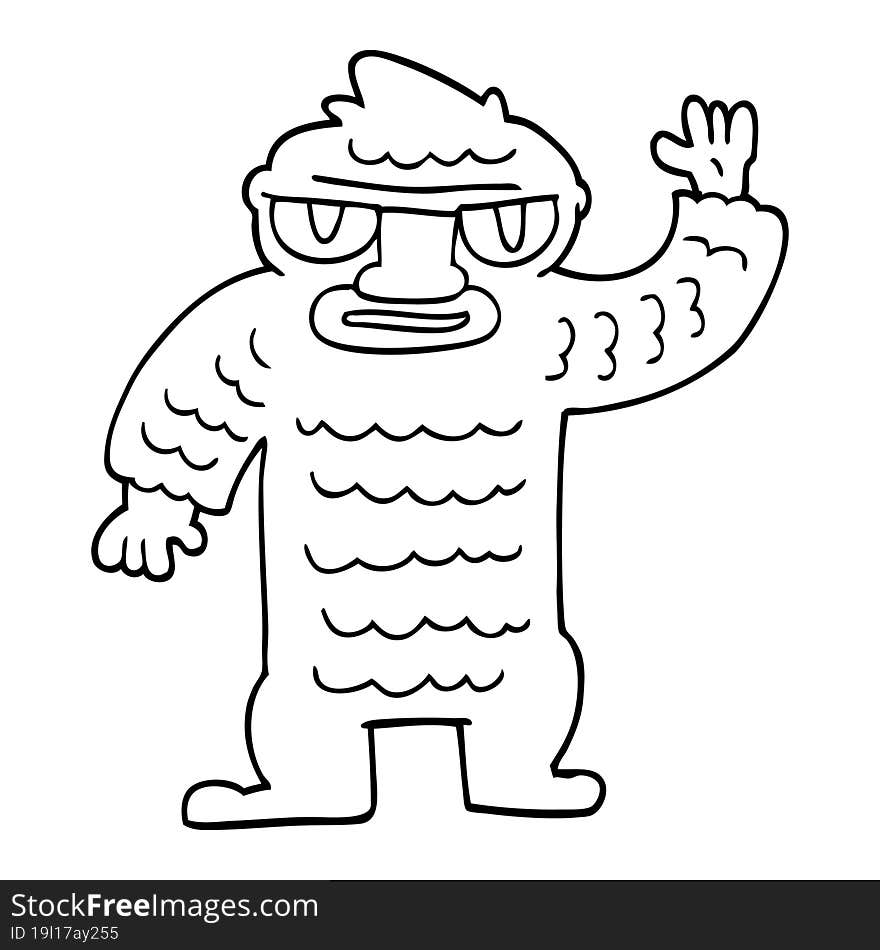 line drawing cartoon big yeti