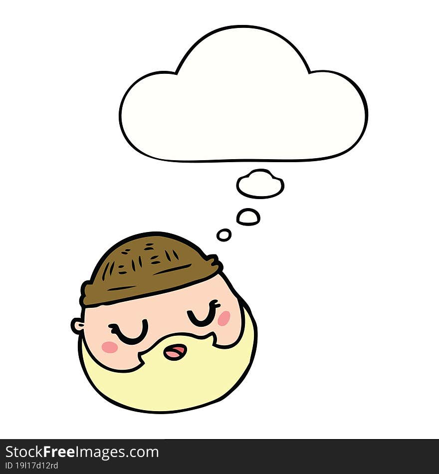 cartoon male face with beard with thought bubble